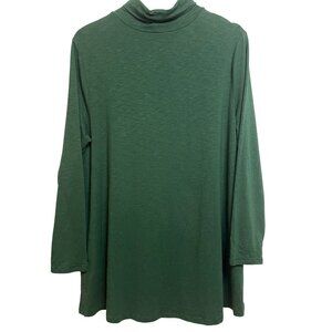 J.Jill Women Green Mock Neck Long Sleeve Top 1X SOFT Lt Weight Minimalist Preppy